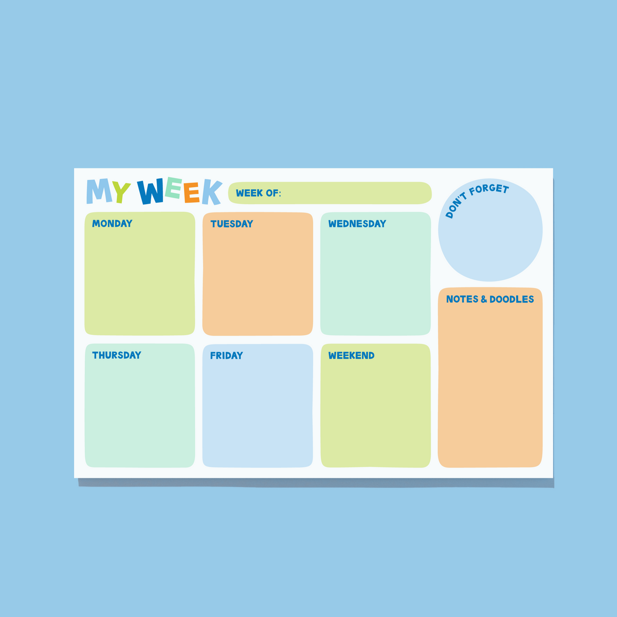 Kids/Teen Weekly Planner Notepad
