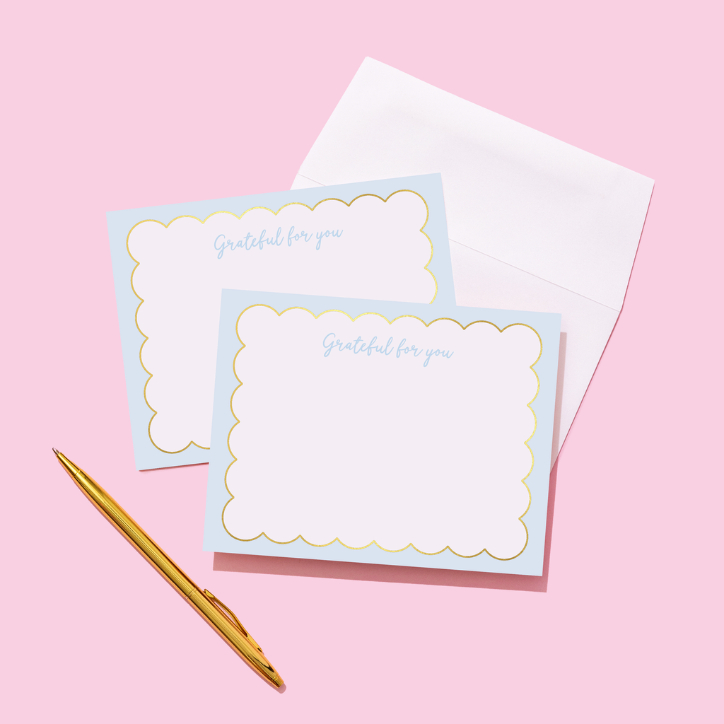 JCS x RR Gold Foil Scallop Grateful for You Notecards