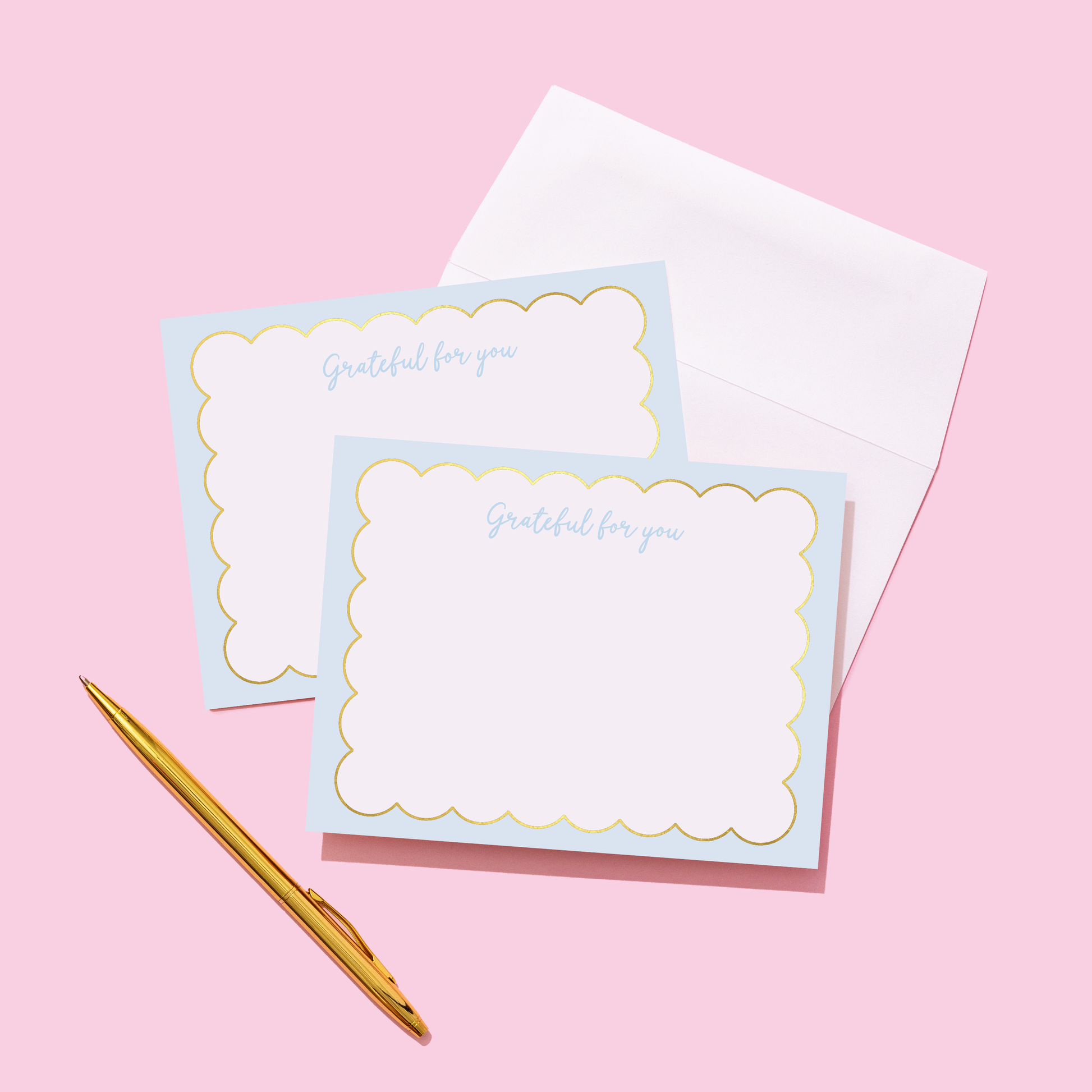 JCS x RR Gold Foil Scallop Grateful for You Notecards