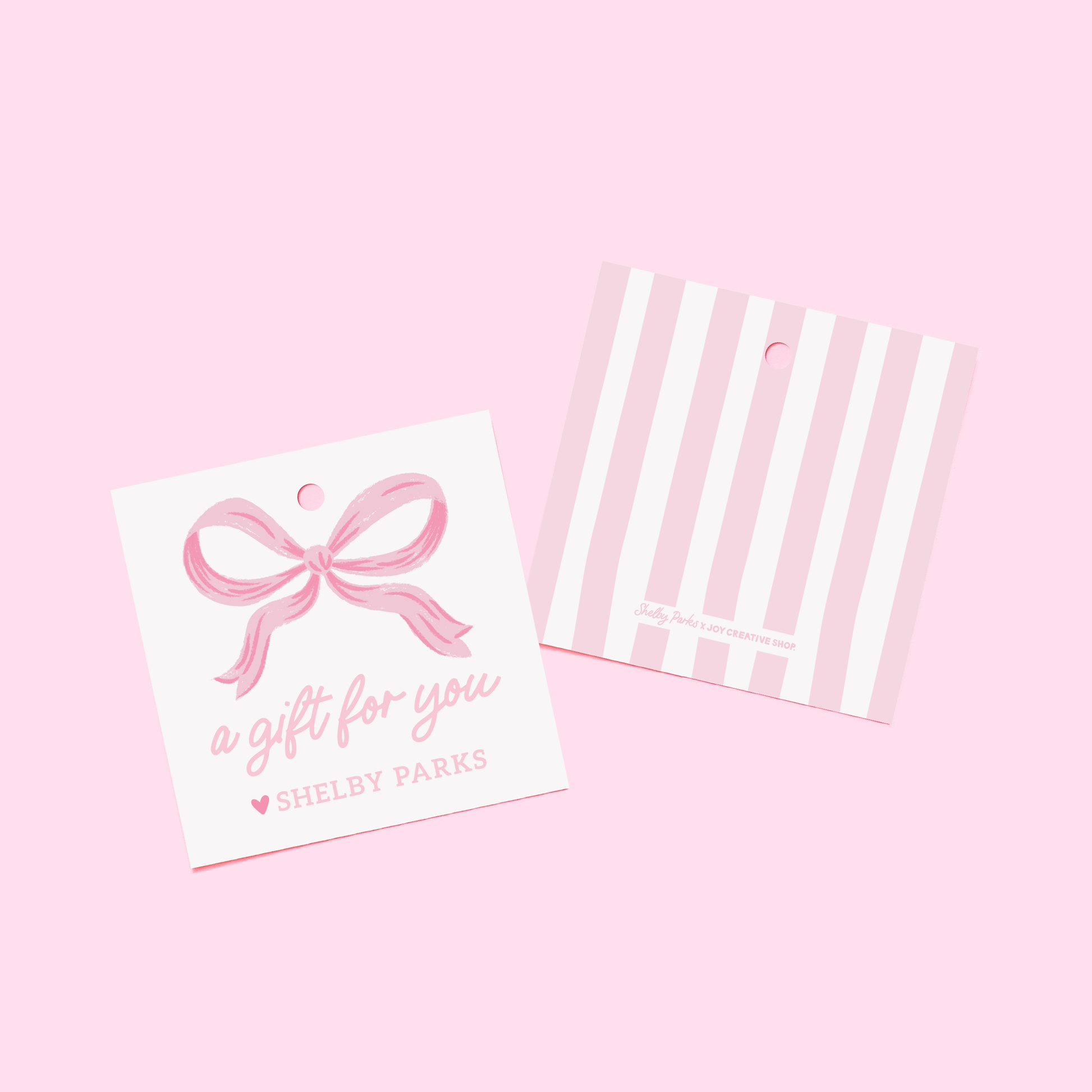 Shelby Parks Pink Bow Personalized Gift Tags or Stickers