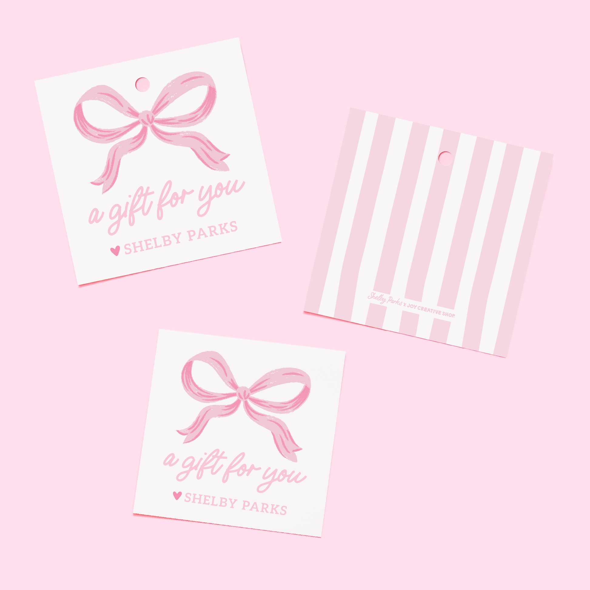Shelby Parks Pink Bow Personalized Gift Tags or Stickers