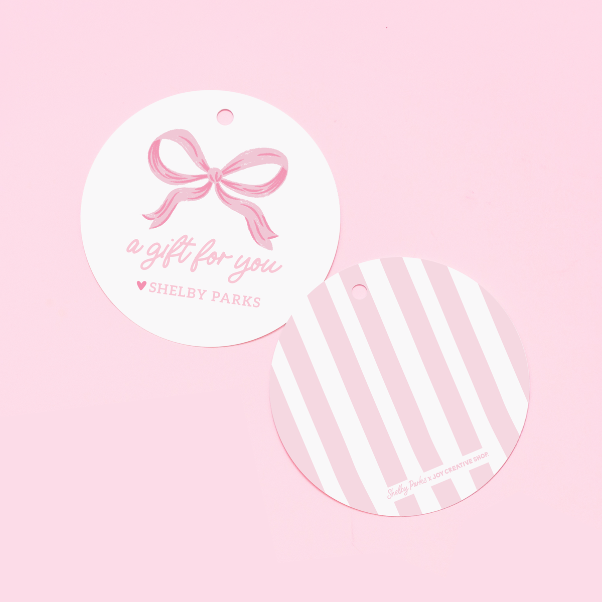 Shelby Parks Pink Bow Personalized Gift Tags or Stickers