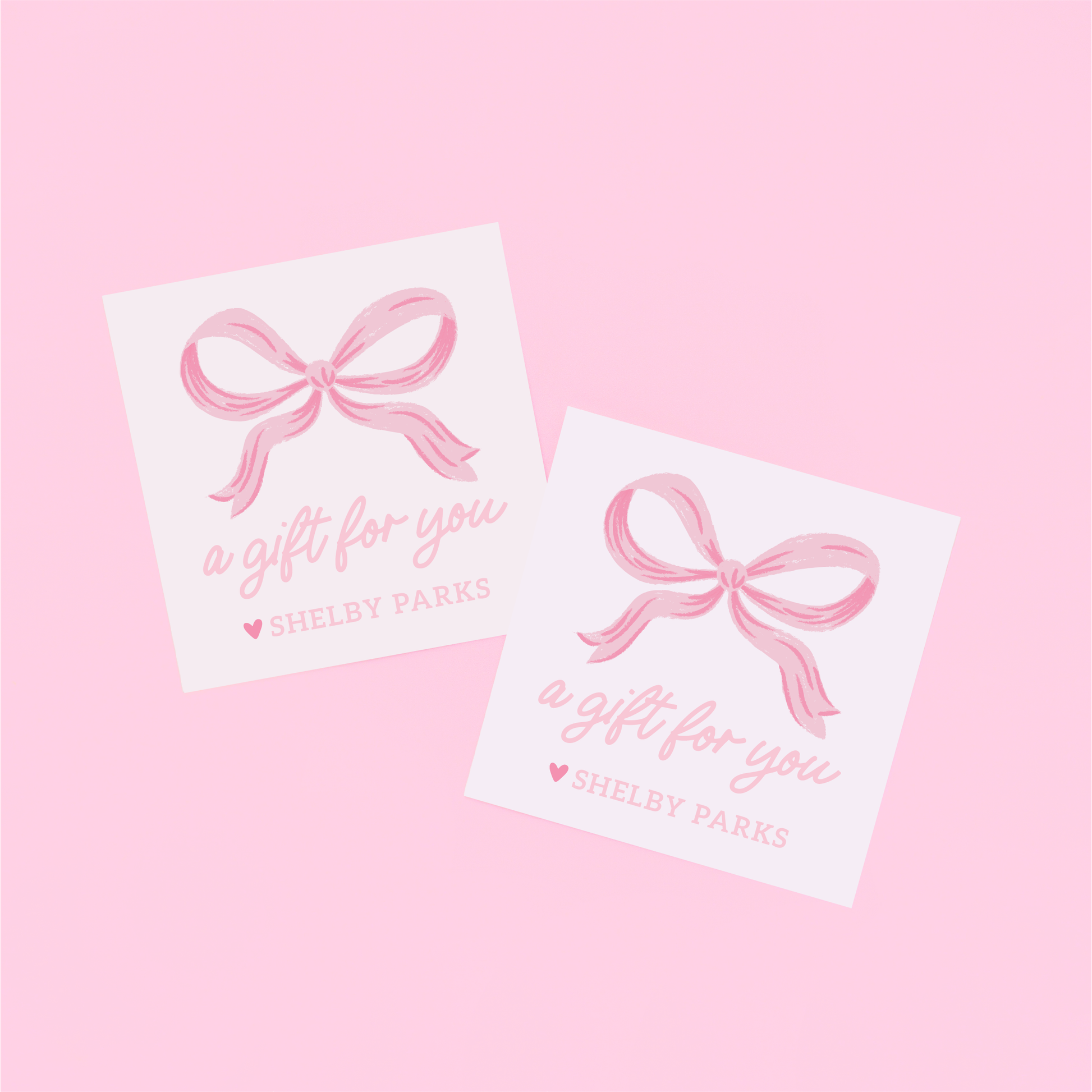 Shelby Parks Pink Bow Personalized Gift Tags or Stickers