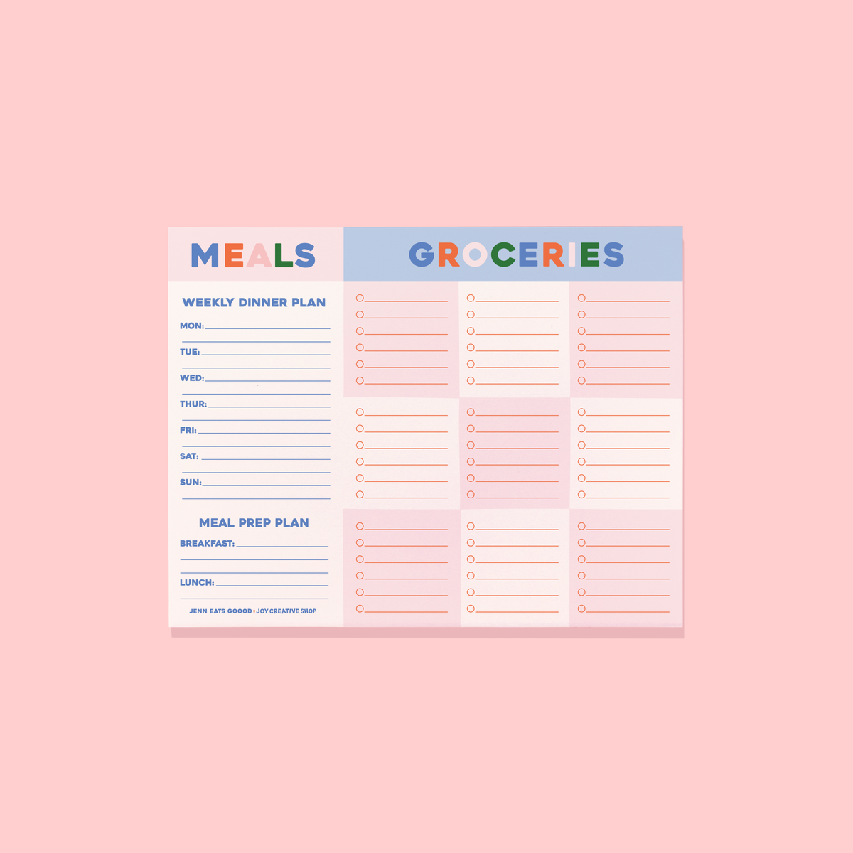 JCS x Jenn Eats Goood Weekly Meal Planner Notepad