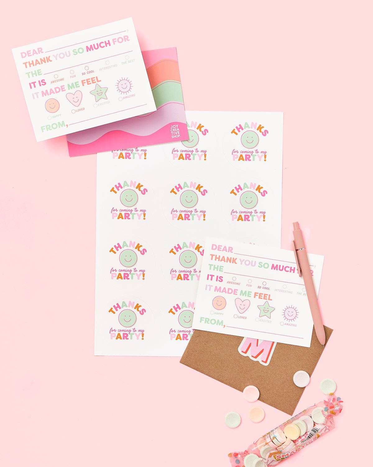 Party Favor Stickers - Pink