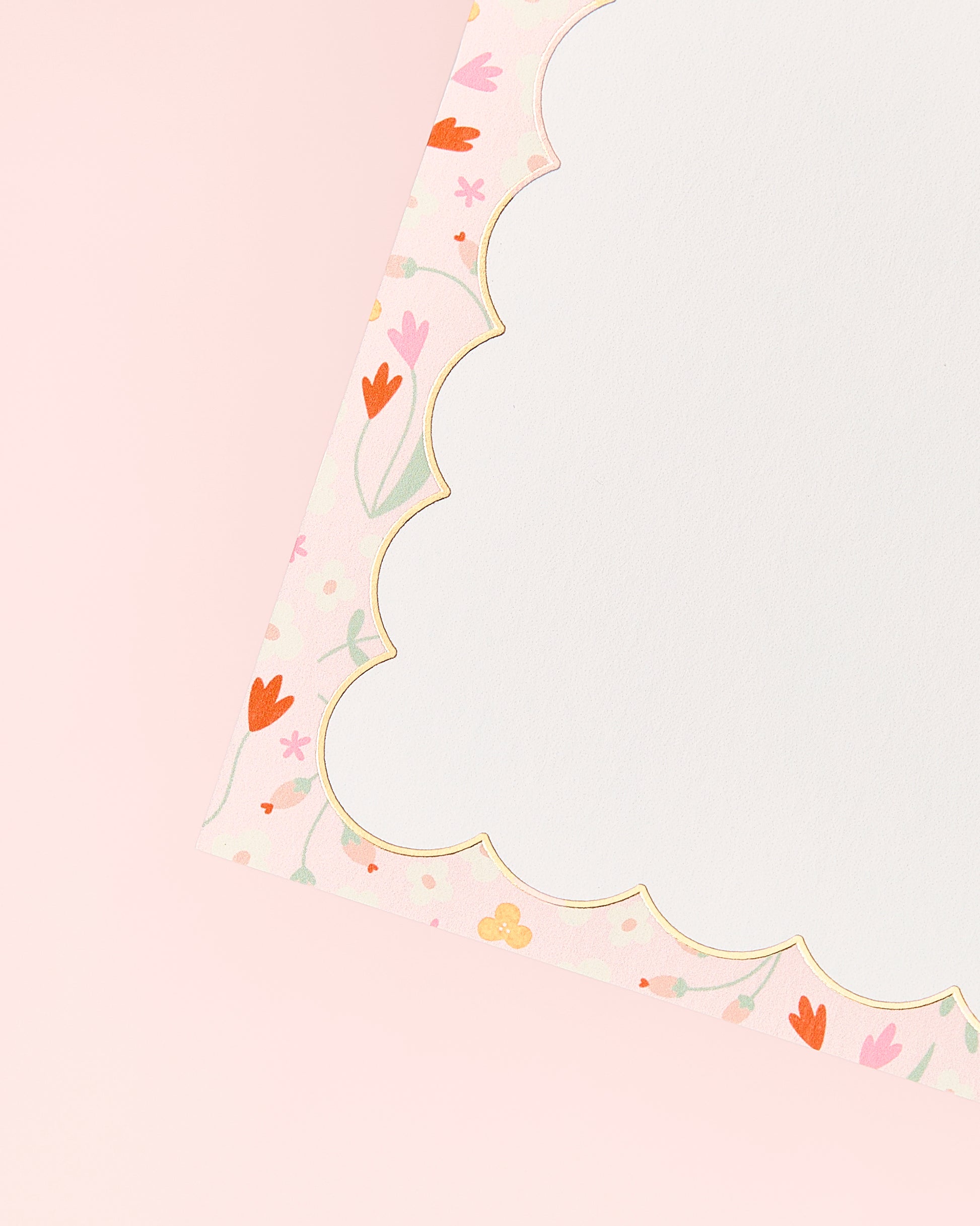 Gold Foil Scallop Floral Stationery
