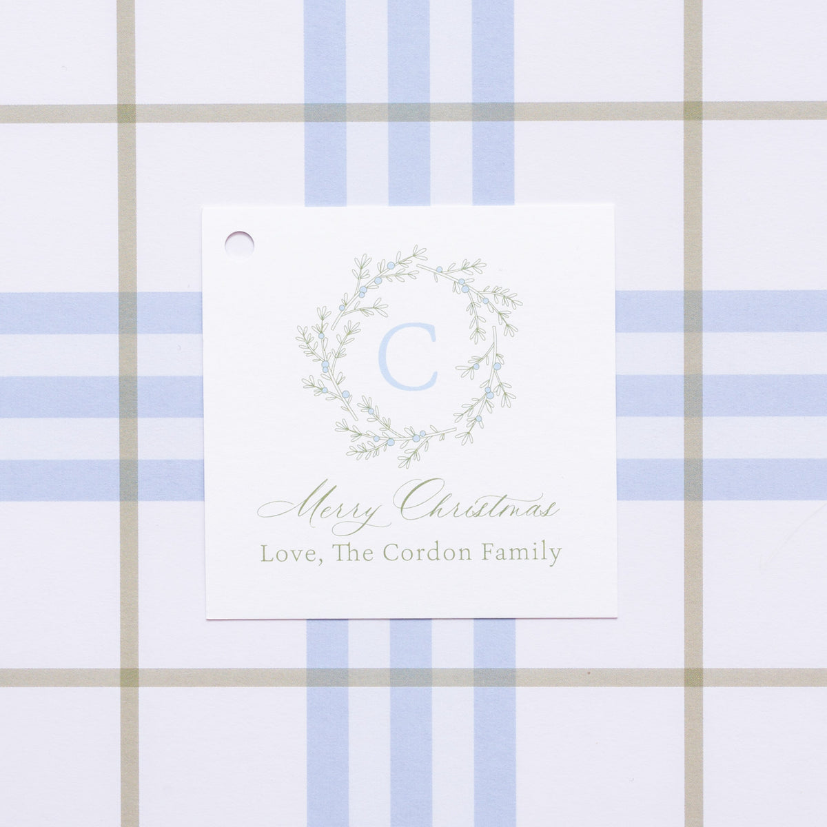 Do Say Give Holiday Monogram Wreath Collection Blue