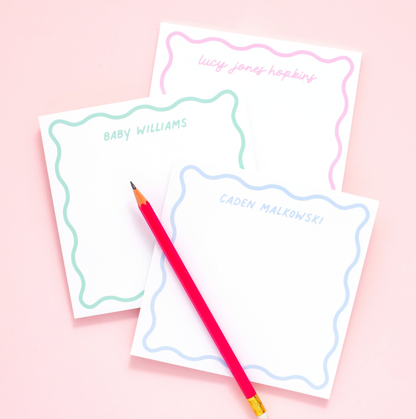 Personalized Lined Kids Stationery Set - Modern Pink Paper
