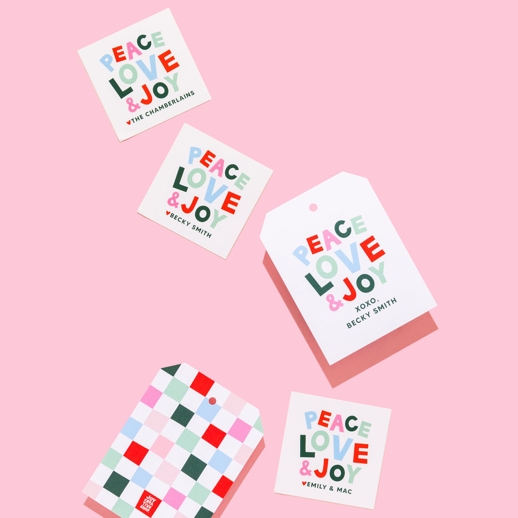 Peace Love and Joy Personalized Sticker & Tag