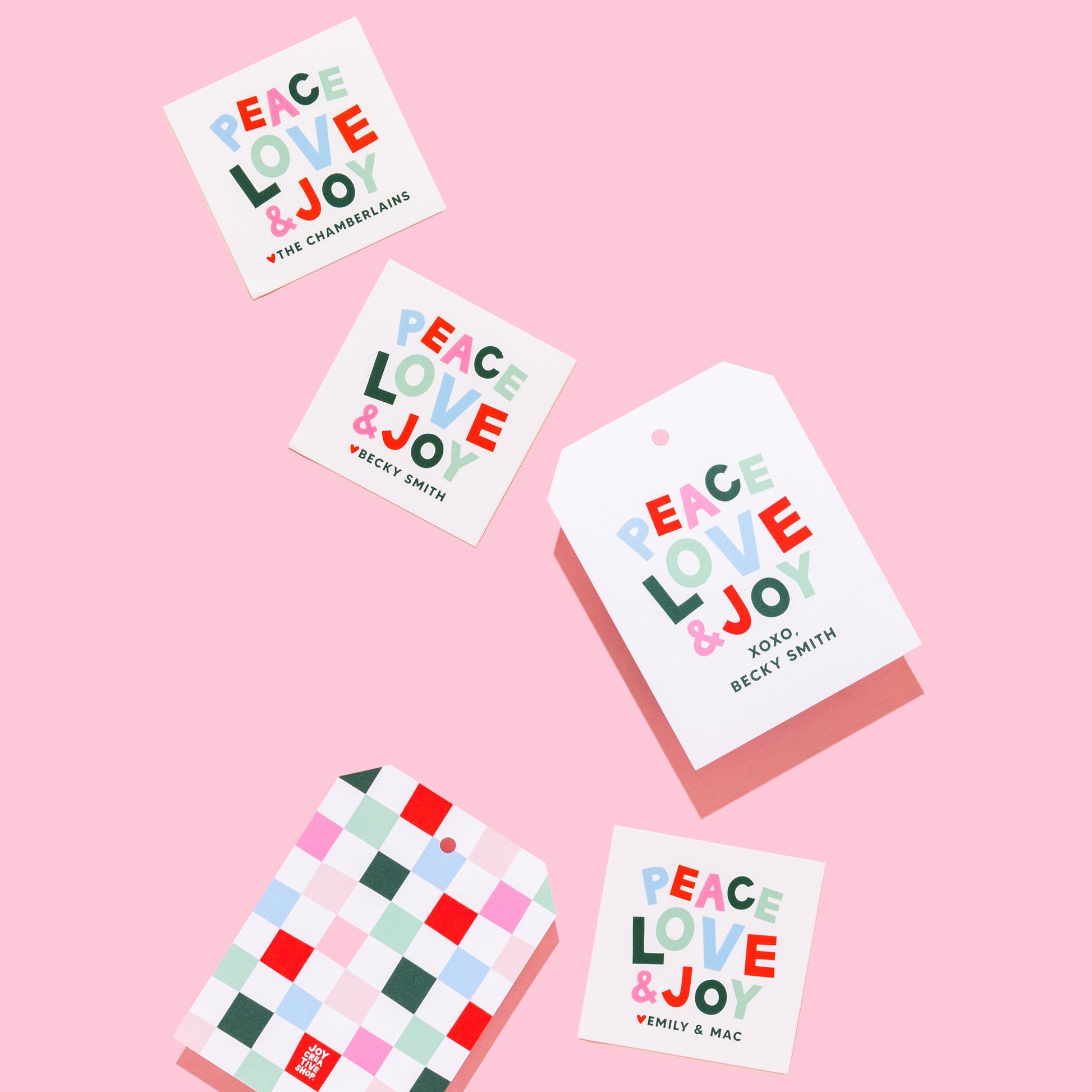 Peace Love and Joy Personalized Sticker & Tag