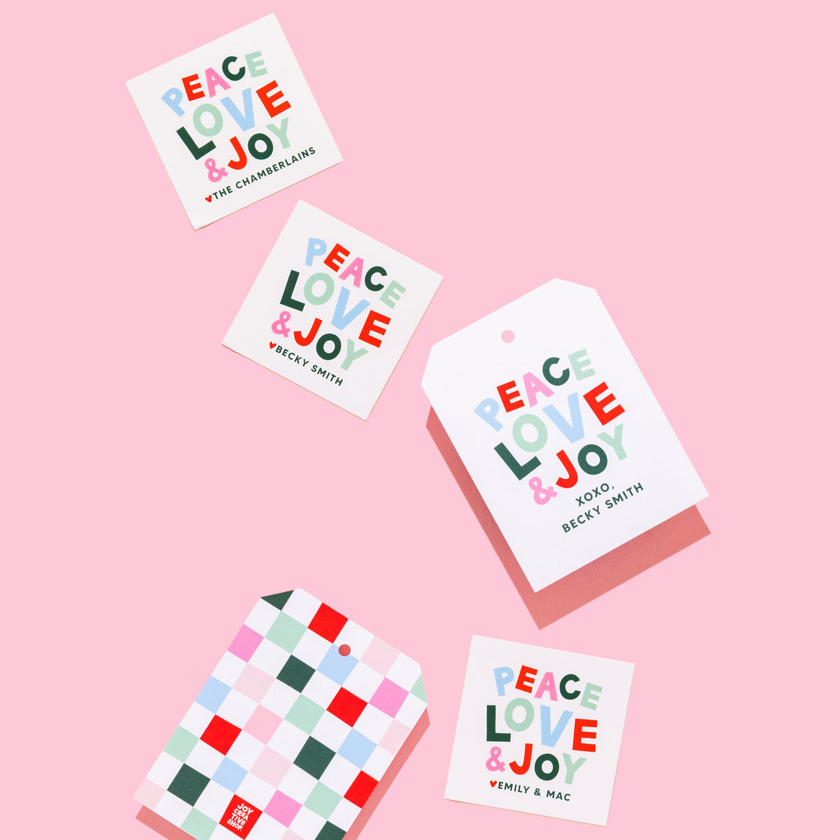 Peace Love and Joy Personalized Sticker &amp; Tag