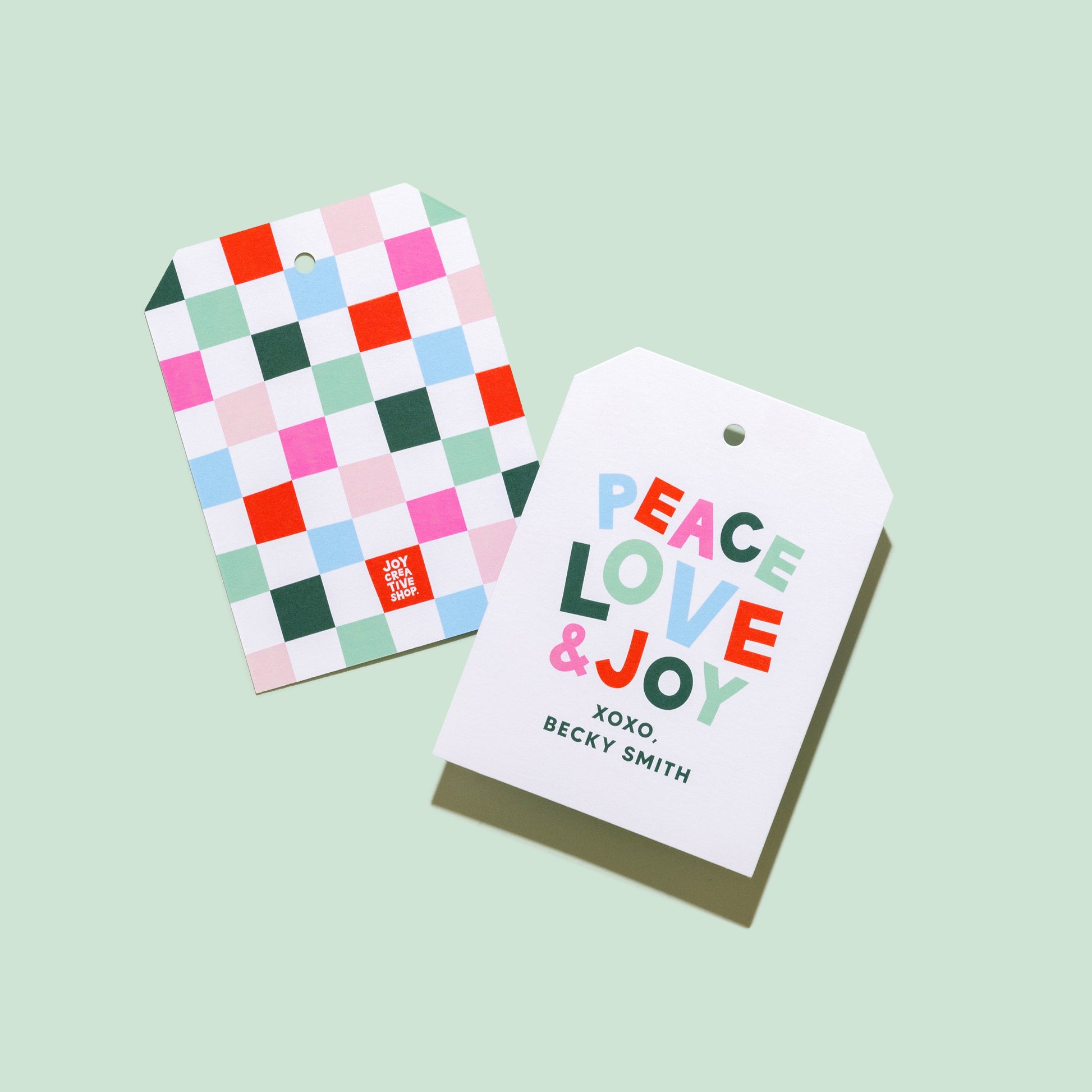 Peace Love and Joy Personalized Sticker & Tag