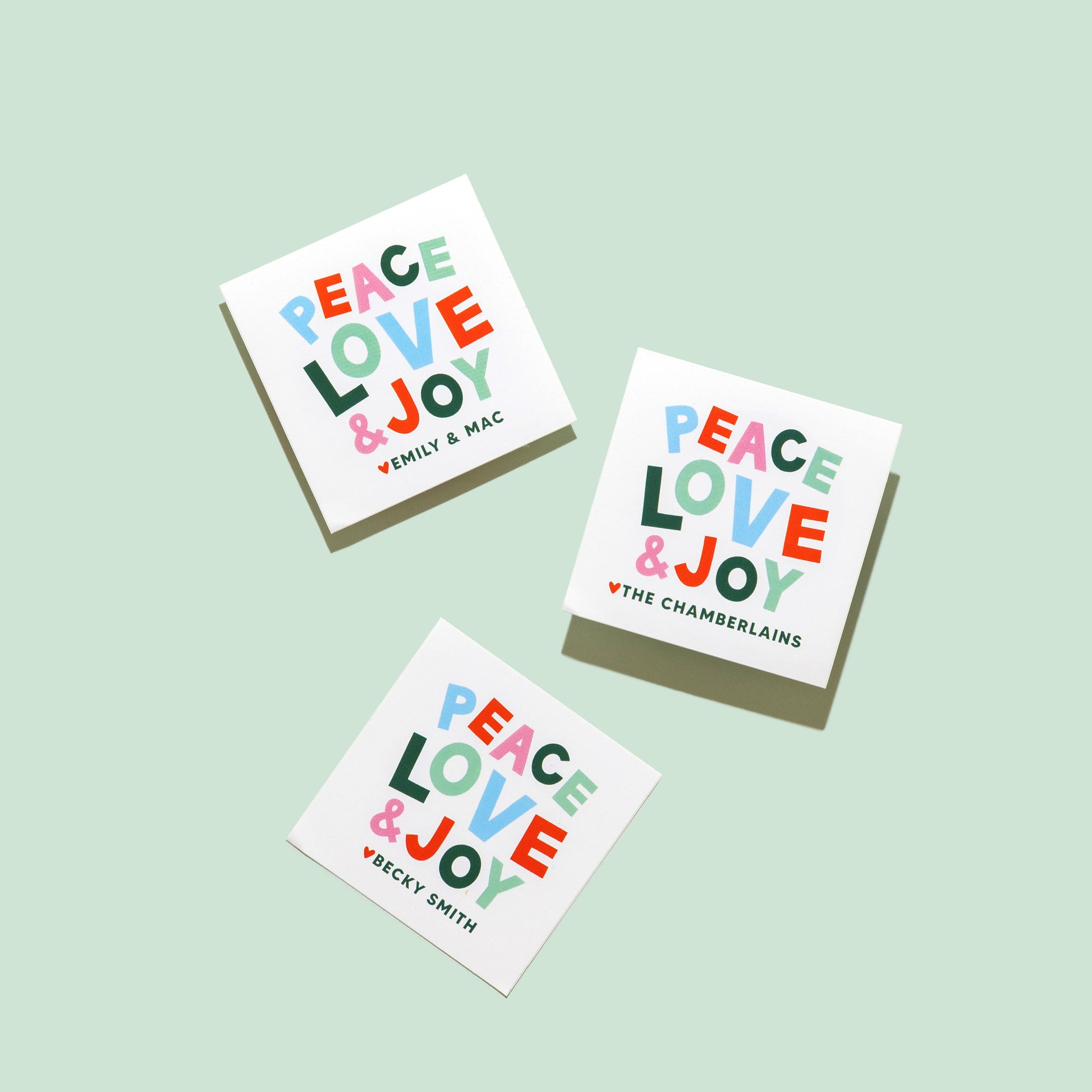 Peace Love and Joy Personalized Sticker & Tag