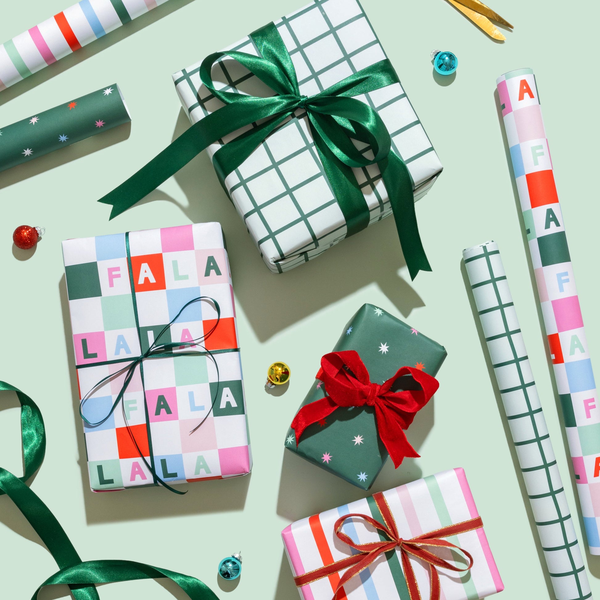 Gift Wrap Sheets - Fa La La Holiday Check