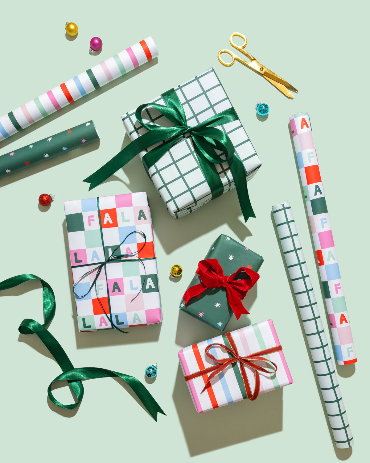 Gift Wrap Sheets - Mint Grid