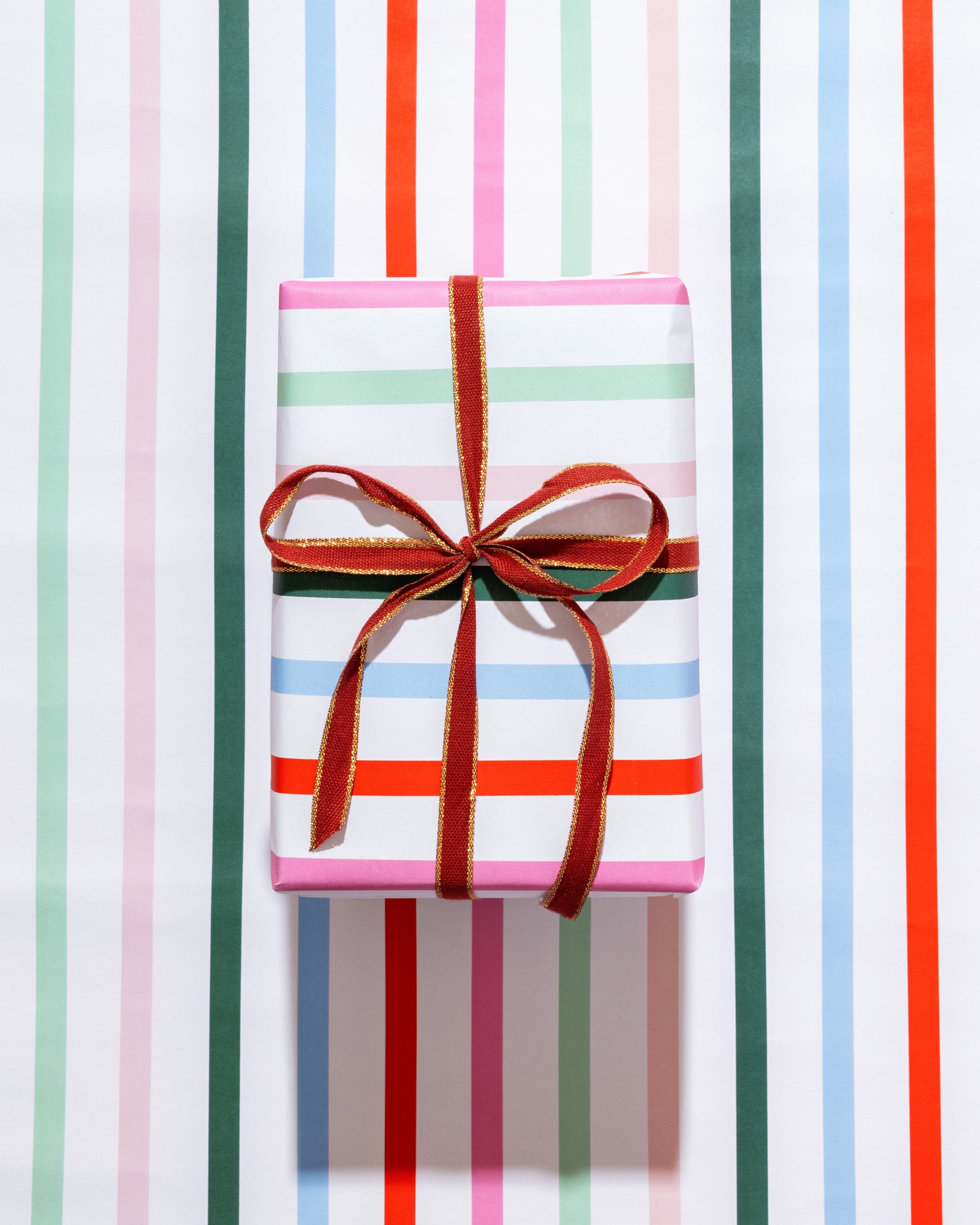 Mint Grid & Thin Stripe Gift Wrap Sheets Set