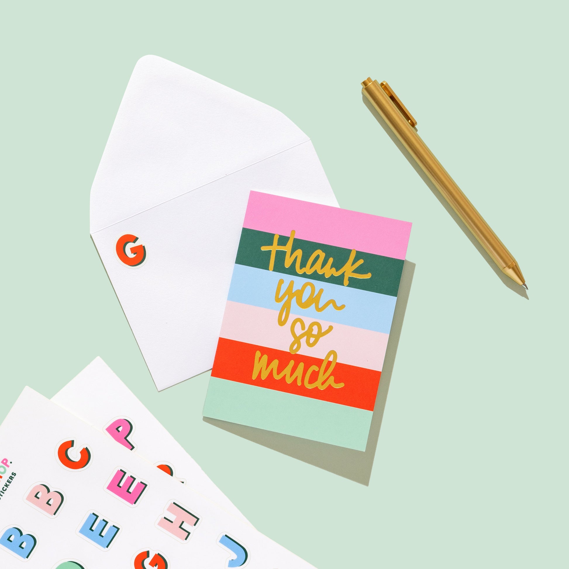 Gold Foil "Thank You So Much" Folded Cards - Holiday