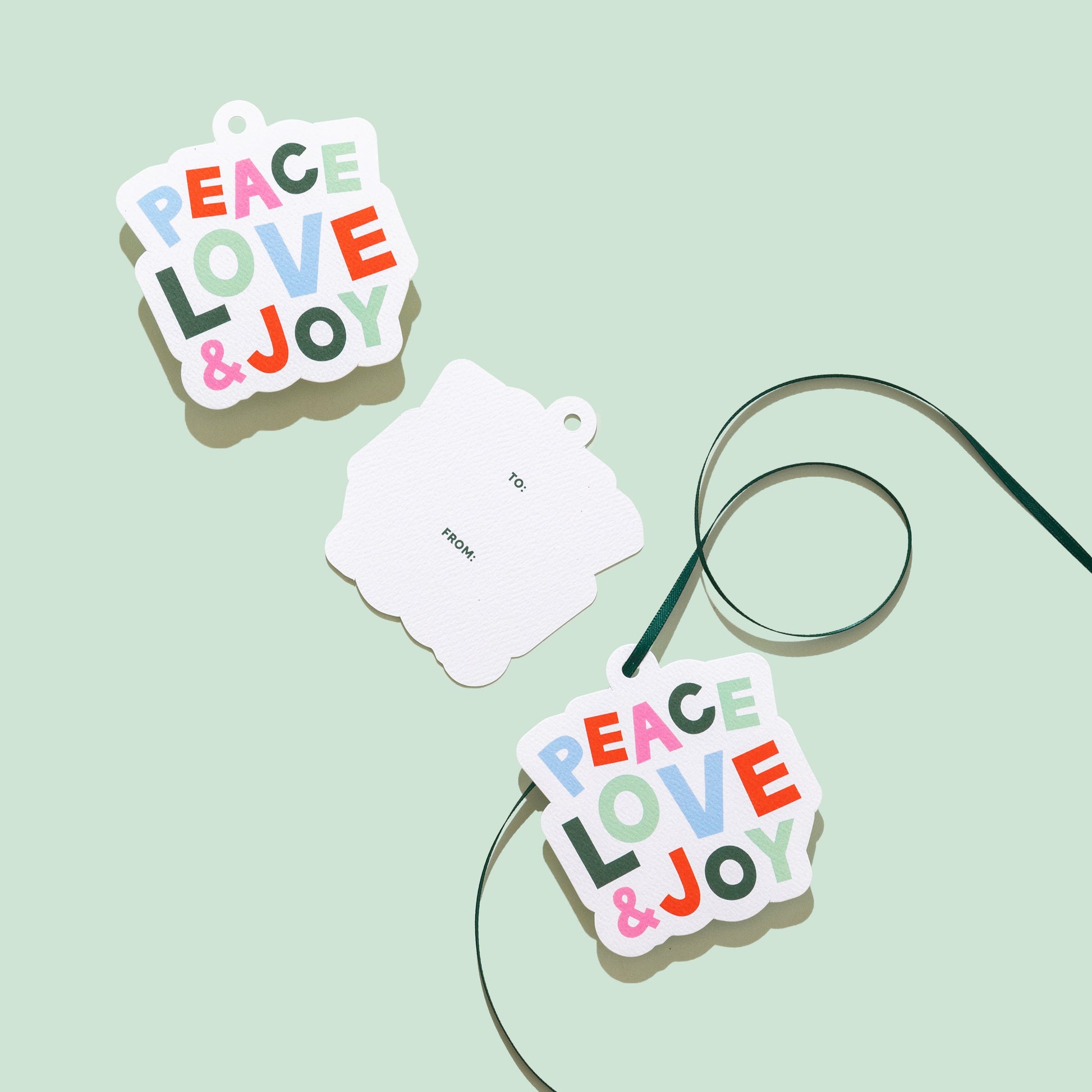 Peace, Love & Joy Die Cut Tags