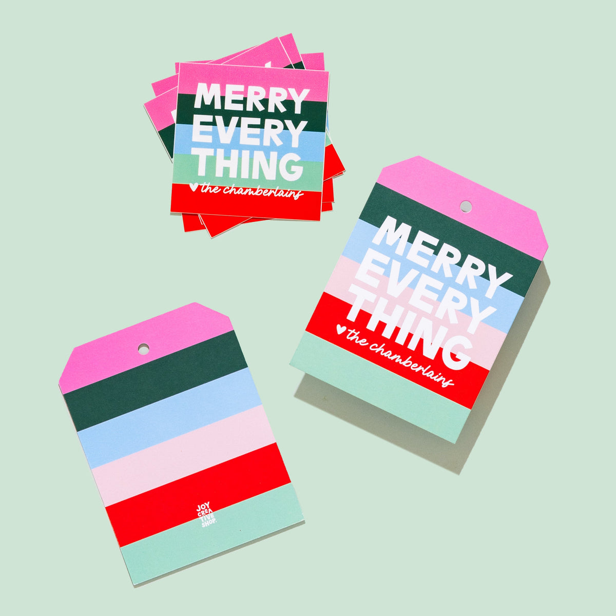 Holiday Thick Stripe Personalized Sticker &amp; Tag