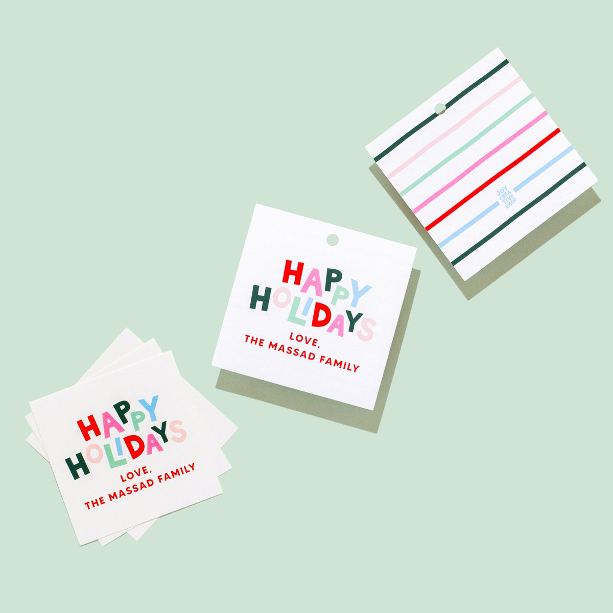 Happy Holidays Personalized Sticker &amp; Tag