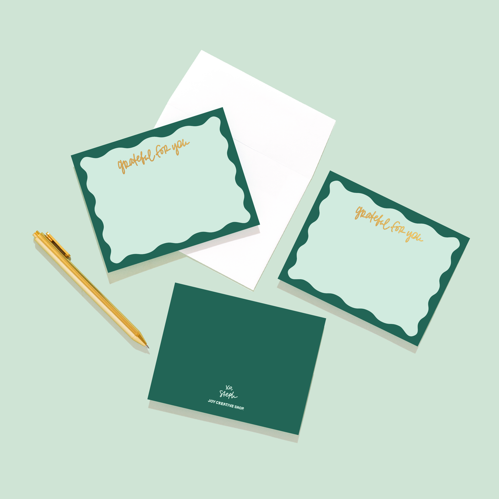 Gold Foil "Grateful for You" Notecards