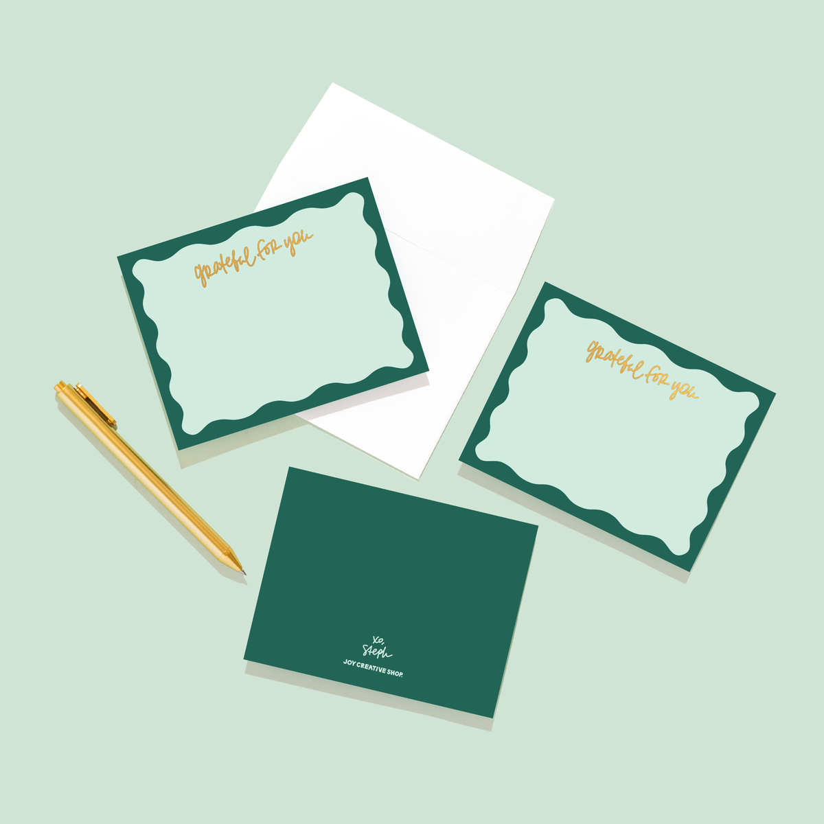 &quot;Grateful for You&quot; Gold Foil Notecards