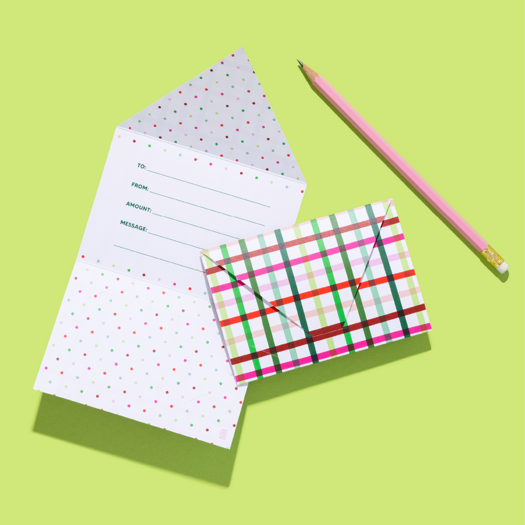Holiday Gift Card Holder Set - Merry Happy Joyful & Plaid