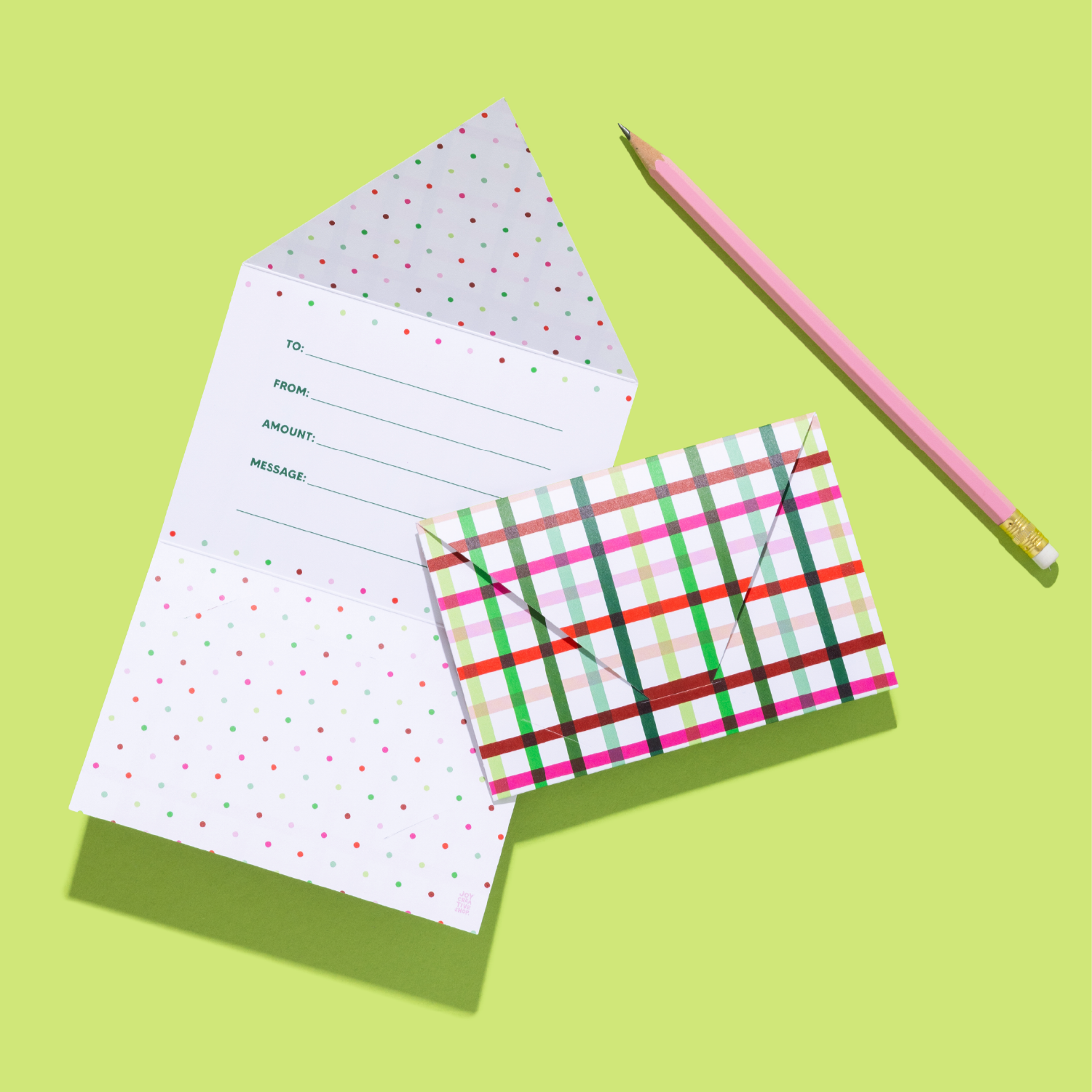 Holiday Gift Card Holder Set - Merry Happy Joyful & Plaid
