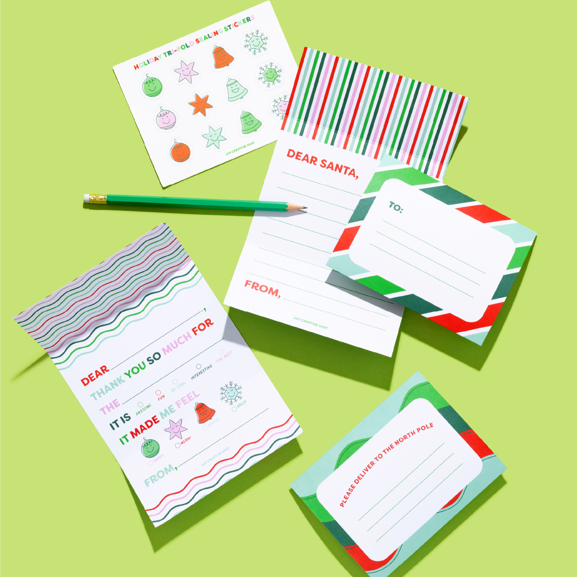 Kids Santa Letters & Holiday Thank You Notes Tri-folds Bundle
