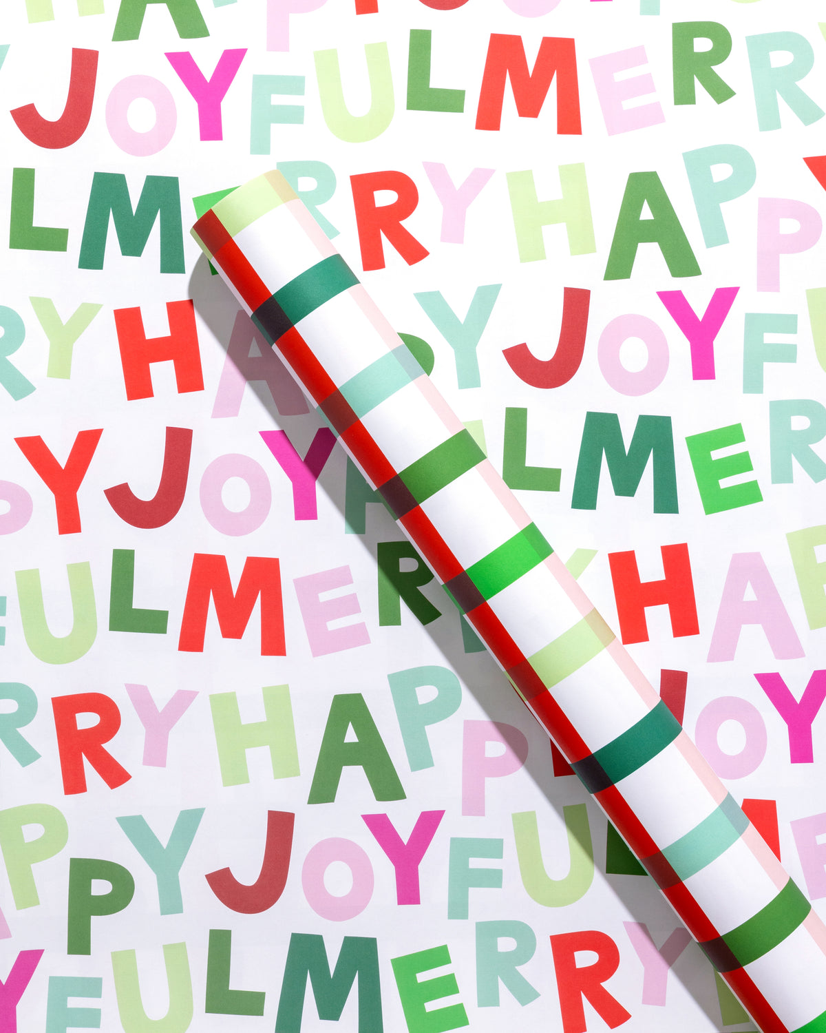 Merry Happy Joyful &amp; Holiday Plaid Double Sided Gift Wrap Sheets