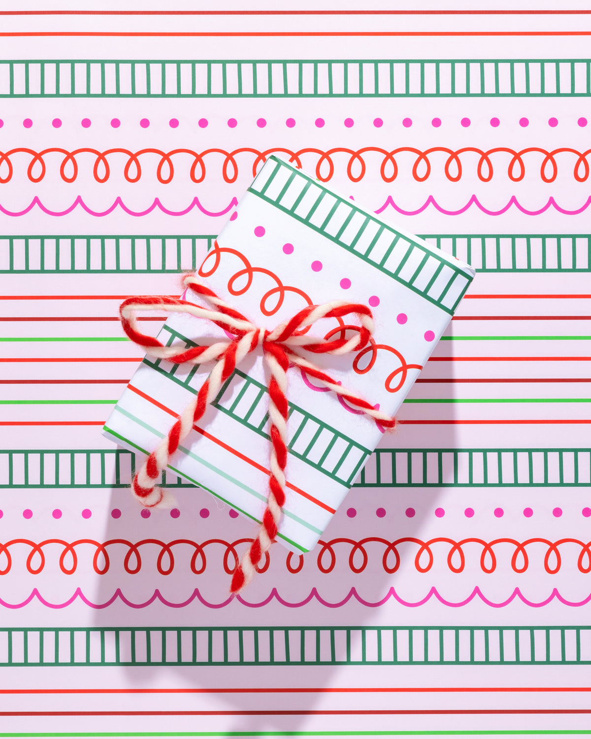 Holiday Squiggle Blush &amp; White Double Sided Gift Wrap Sheets