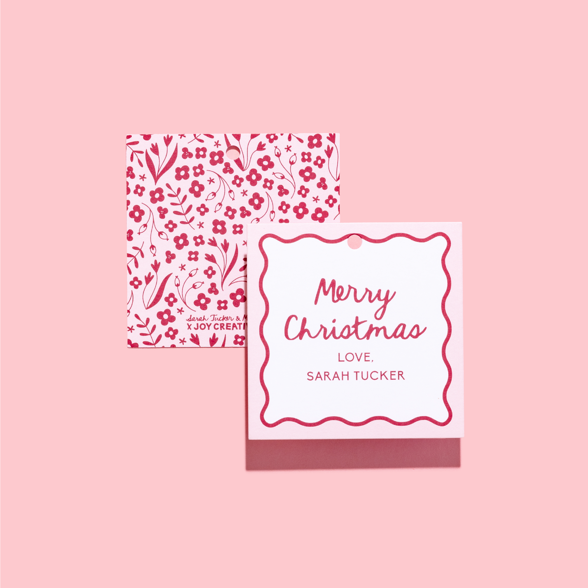 JCS x Sarah Tucker &amp; Molly Boyd Merry Christmas Personalized Square Gift Tag &amp; Sticker