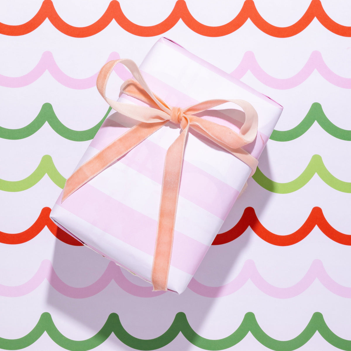 JCS x Shelby Parks Double Sided Gift Wrap Sheets - Scallop Stripe