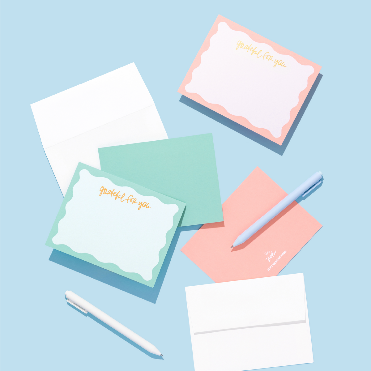 &quot;Grateful for You&quot; Gold Foil Notecards