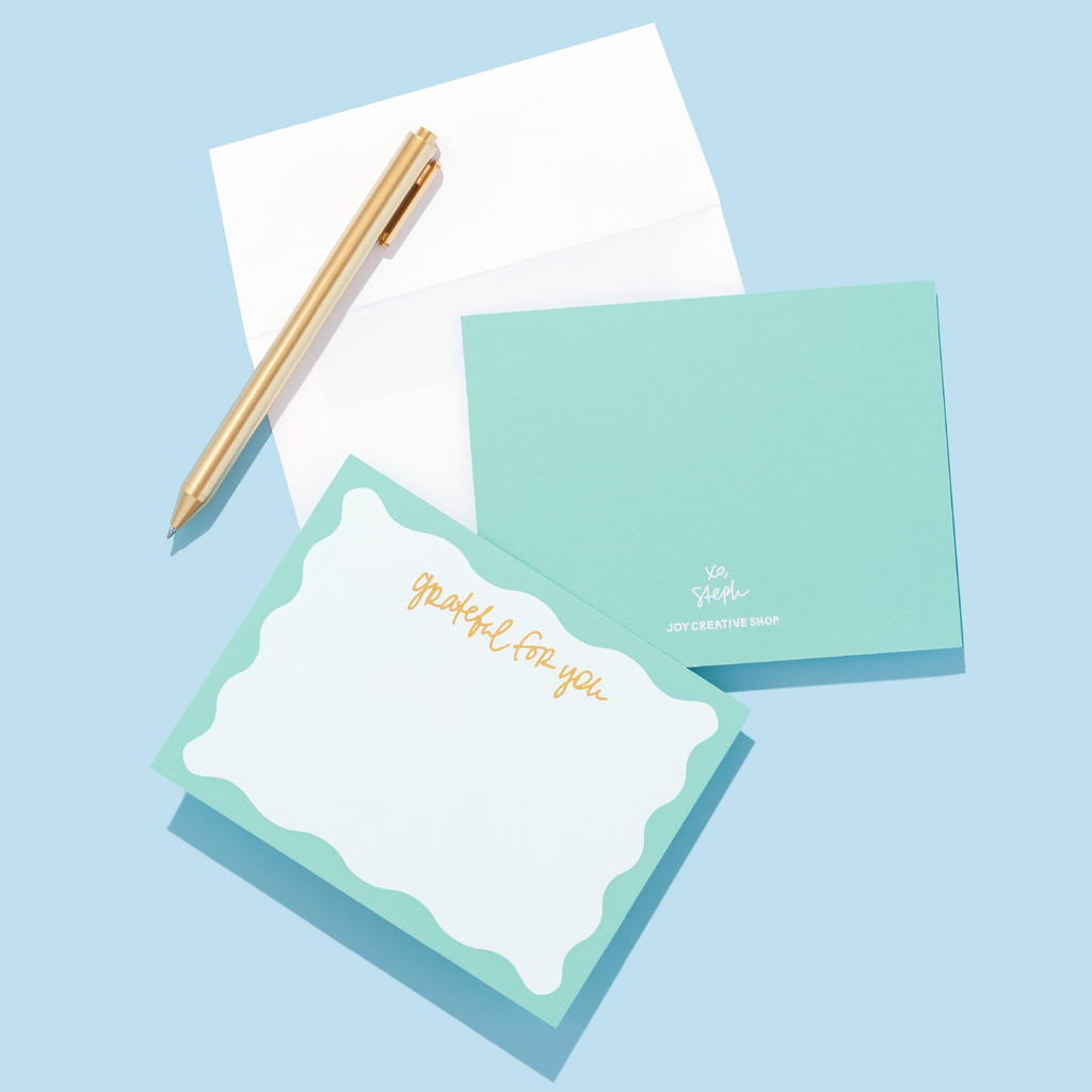 "Grateful for You" Gold Foil Notecards