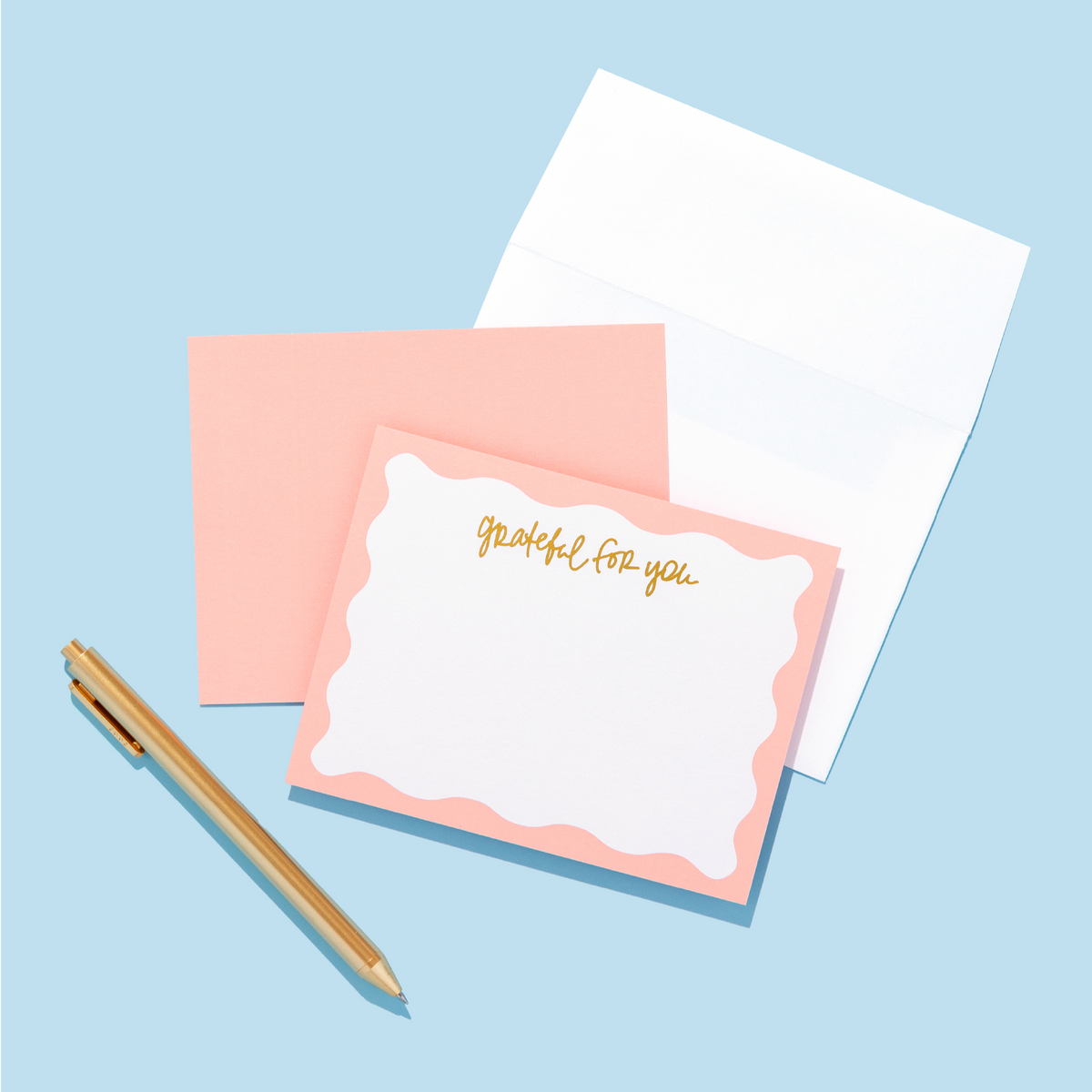 &quot;Grateful for You&quot; Gold Foil Notecards