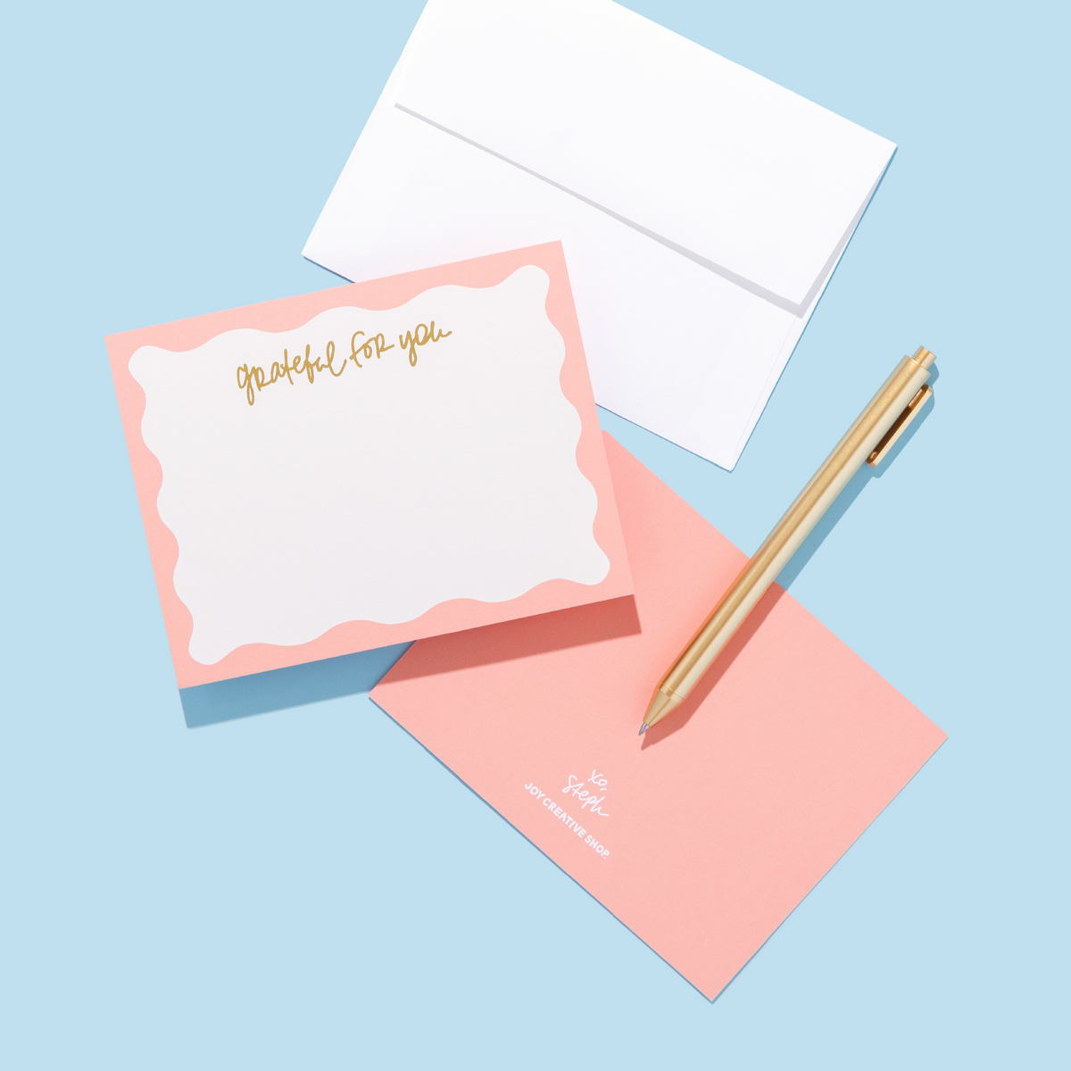 &quot;Grateful for You&quot; Gold Foil Notecards