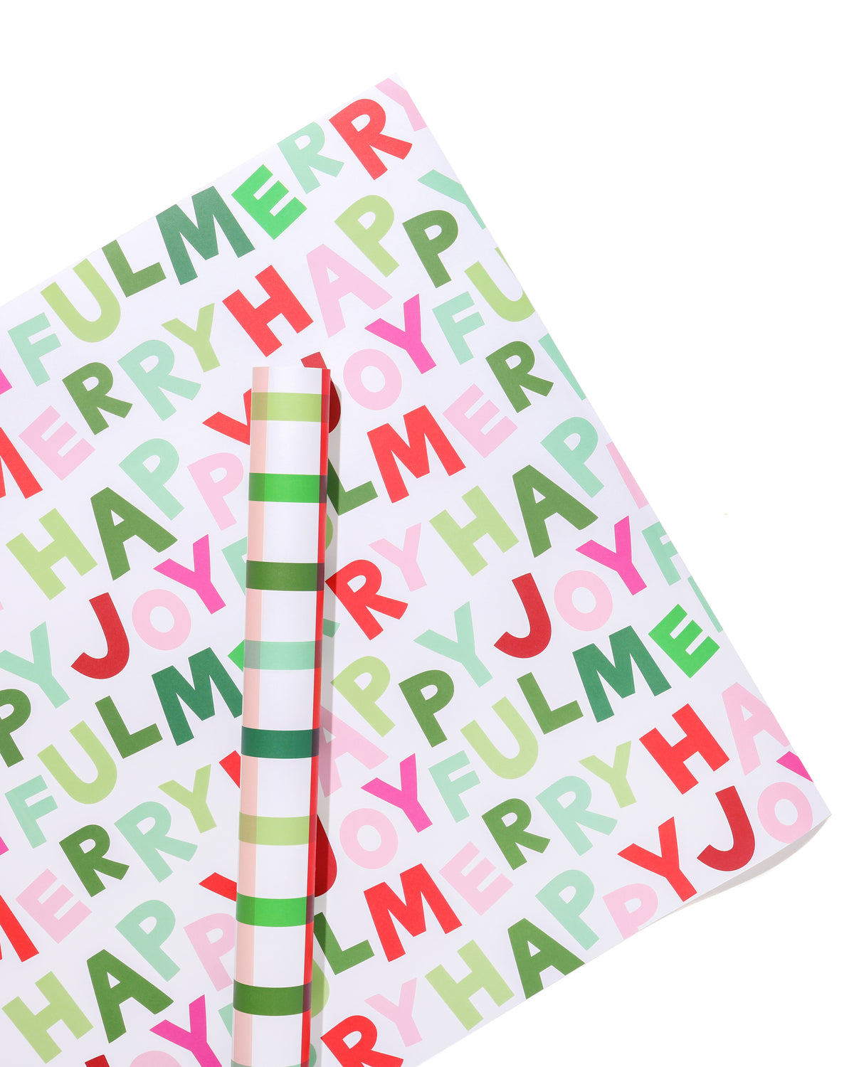 Merry Happy Joyful &amp; Holiday Plaid Double Sided Gift Wrap Sheets