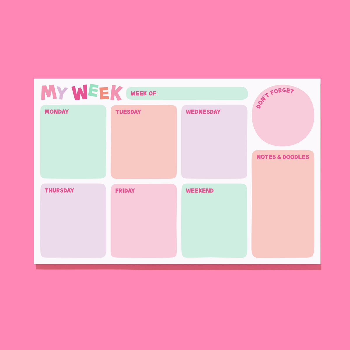 Kids/Teen Weekly Planner Notepad