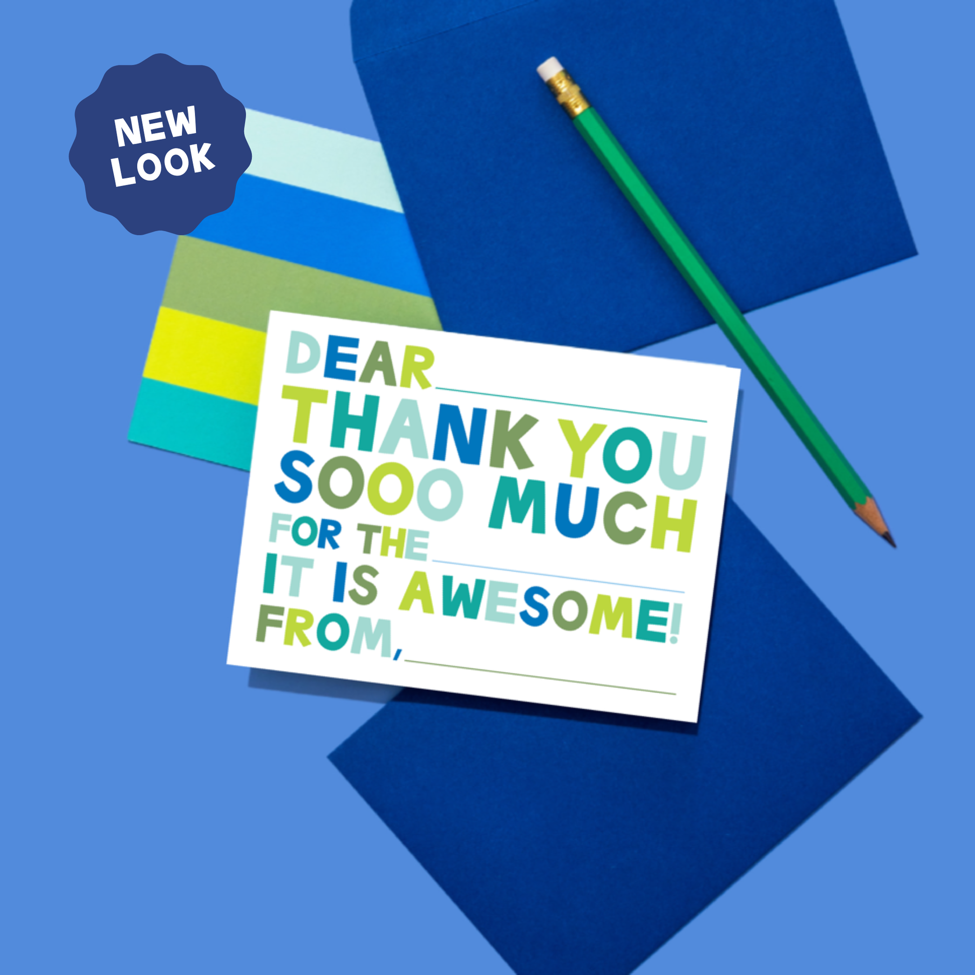 Kids Fill in Thank You Notes - Blue