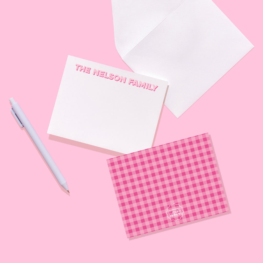 JCS x Madi Nelson Gingham Personalized Stationery