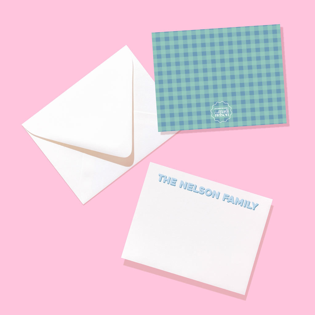 JCS x Madi Nelson Gingham Personalized Stationery