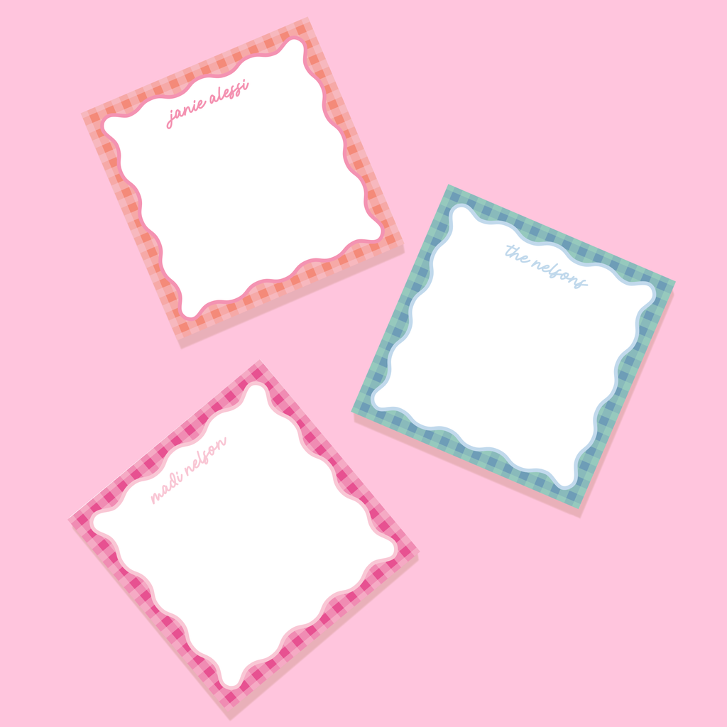 JCS x Madi Nelson Wavy Gingham Collection Personalized Notepad