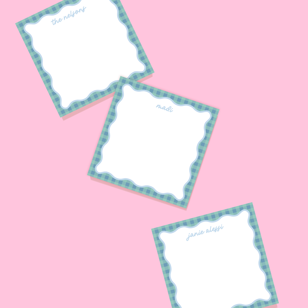 JCS x Madi Nelson Wavy Gingham Collection Personalized Notepad