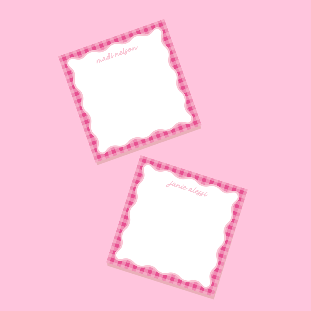 JCS x Madi Nelson Wavy Gingham Collection Personalized Notepad