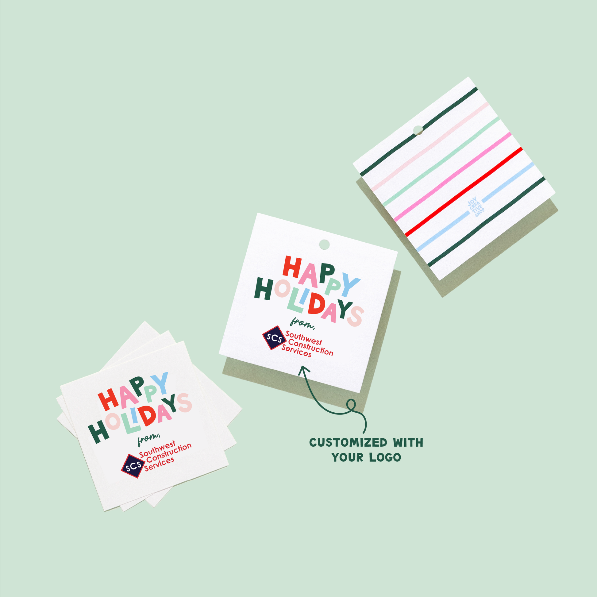 Personalized Branded Happy Holidays Personalized Sticker & Tag
