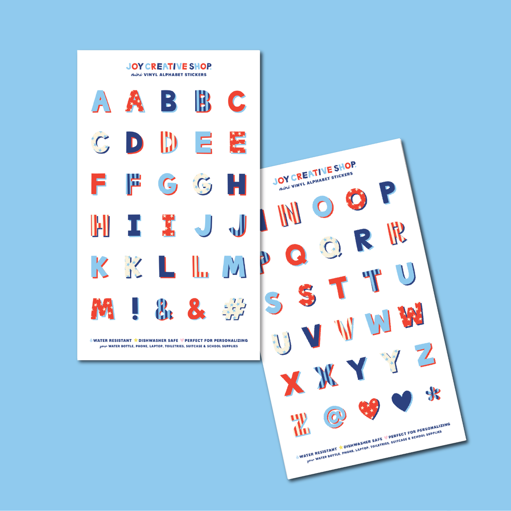 Red, White & Blue Mini Alphabet Stickers
