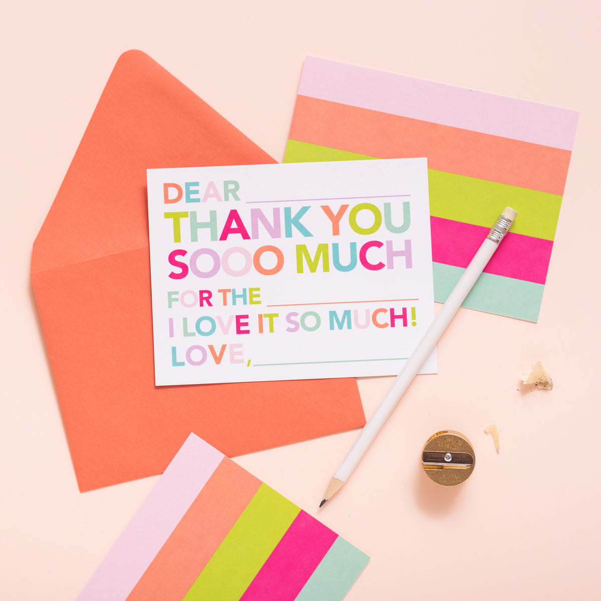 Kids Fill In Thank You Notes - Pinks