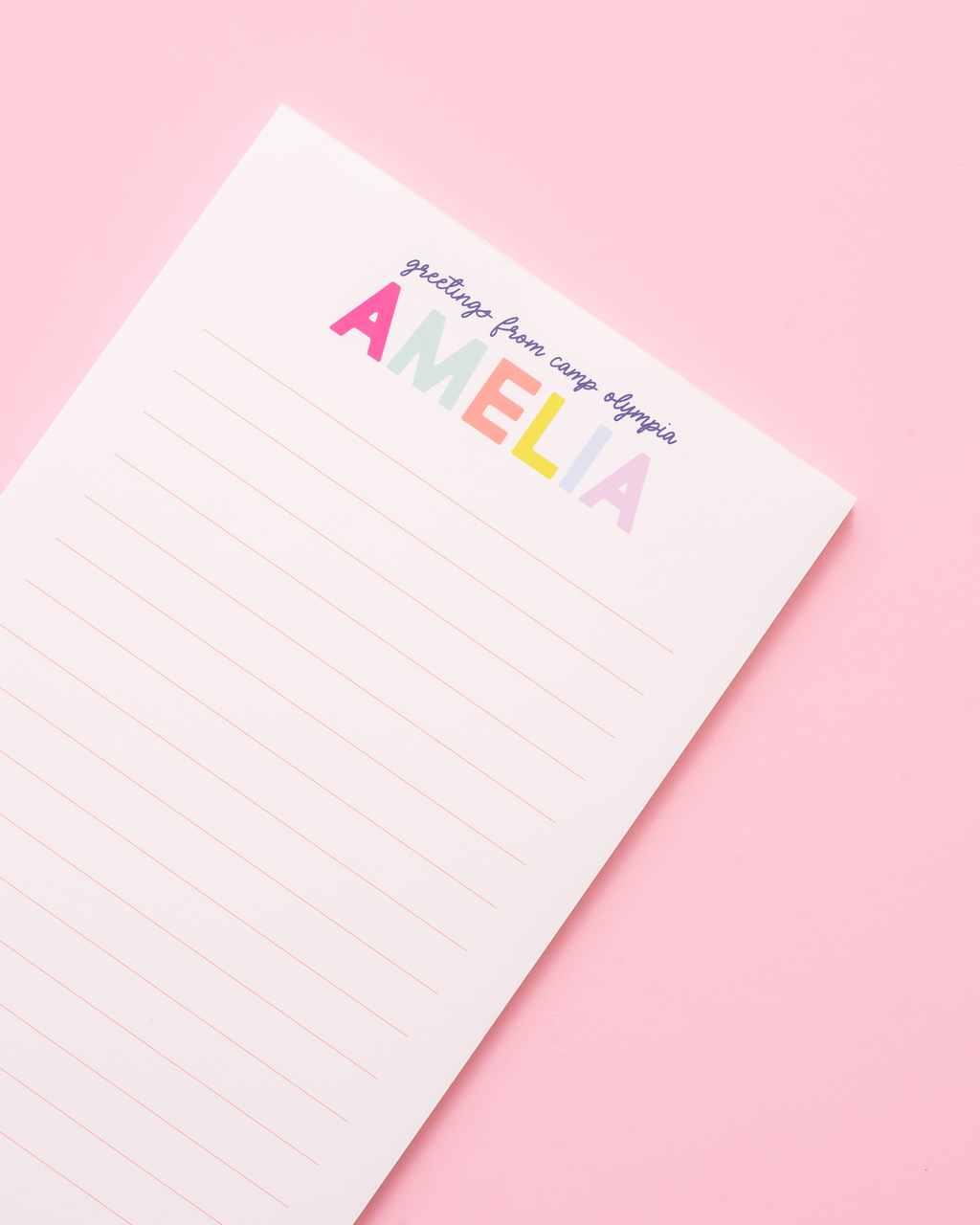 Camp Personalized Notepad - Pink