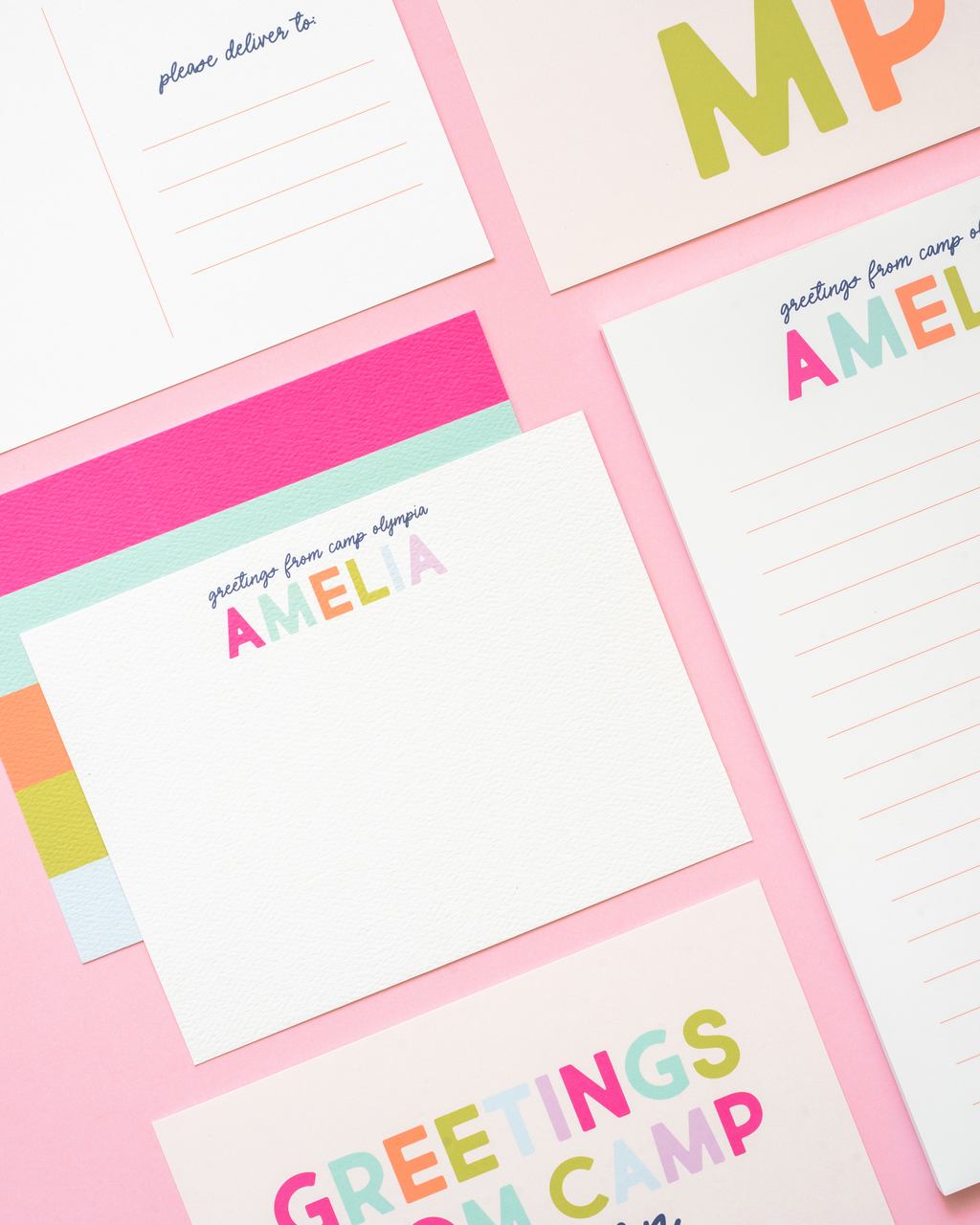 Camp Personalized Stationery - Pink